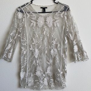 Forever 21 White Mesh Top (S)